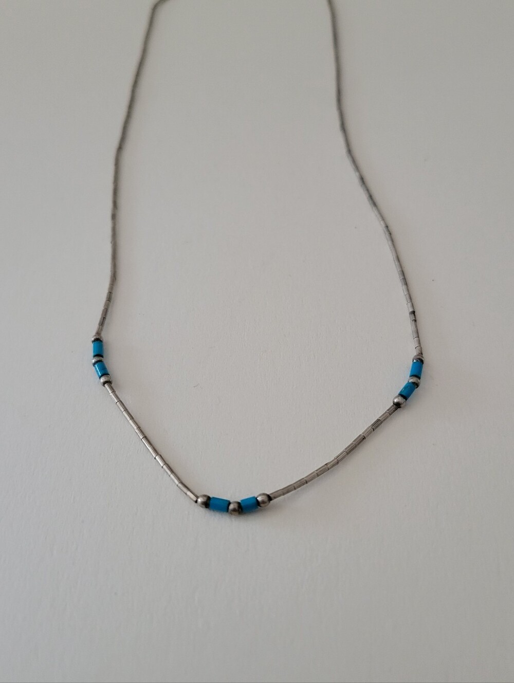 Vintage Delicate Turquoise Bead Silver Necklace